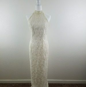 ST Tropez Womens Ivory Lace Pearl Beaded Cut Away